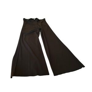Equestrian designs size, large dark gray wide leg dress pants front zip, stretch